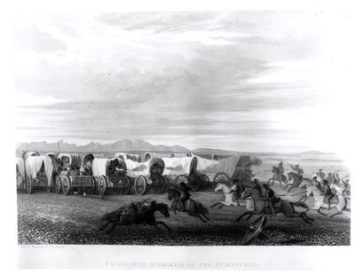 Emigranti attaccati dai Comanche, inciso da John Smith da Captain Seth Eastman